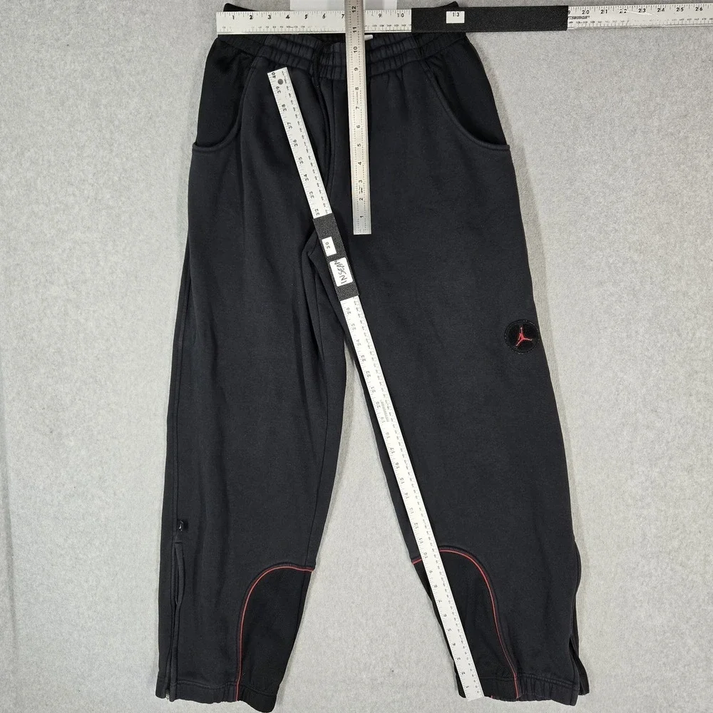 VINTAGE Jordan Men Activewear Pants M Black Embroidered Sweatpants Jumpman Logo